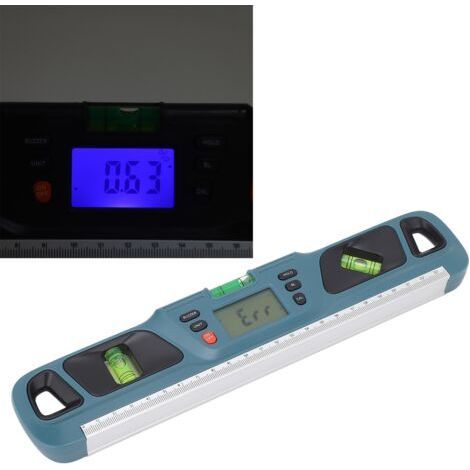 Nivel digital multifuncional con pantalla LCD, alta precisión, transportador e inclinómetro, color cian. (1/5)