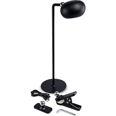 Lámpara de escritorio universal o lámpara recargable con clip de 3W 300lm, color negro, Videx. (1/5)