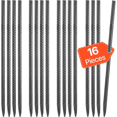 VEVOR Bodenanker, 406,4 mm, I-Typ mit 11,5 mm Durchmesser, verzinkte Zeltheringe, Erdanker, Erdnägel, Heringe, für Zelten, Vordächern, Camping, Trampolin, Blumenständer (16er-Pack) (1/5)