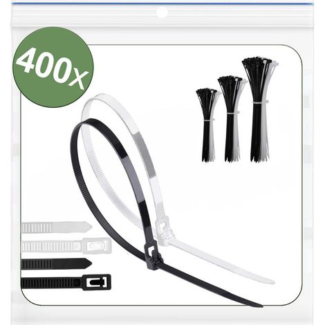 Quadrios 25CA724 25CA724 Fascetta per cavi 150 mm, 200 mm, 250 mm 5 mm Nero, Bianco riutilizzabili, con chiusura a leva