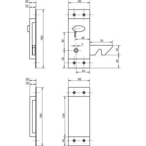 Serrure de porte coulissante en applique verticale à mentonnet Bec-de-cane à condamnation 395 main gauche - MÉTALUX (1/4)