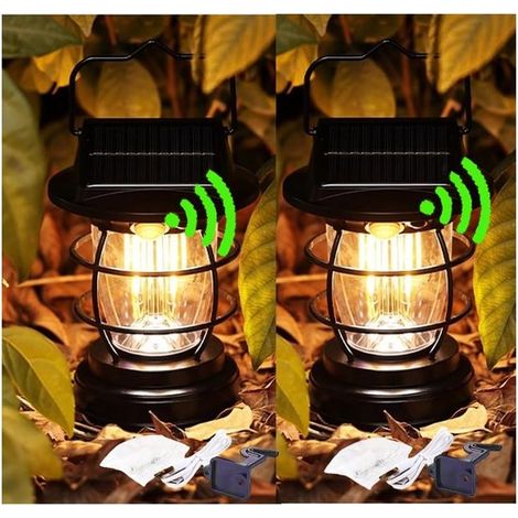 [200lm] 2 Faroles solares con sensor de movimiento para exteriores, Lámpara de pared negra impermeable para exteriores, Resistente al óxido para (1/4)