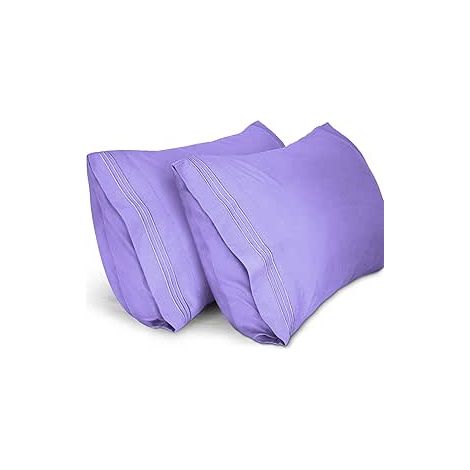 Lot de 2 taies d'oreiller, taies d'oreiller douces de haute qualité, lavables en machine, infroissables, respirantes (violettes, 50 cm x 66 cm) (1/5)
