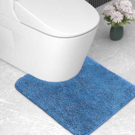 1 tapis de bain en microfibre, 50x50 cm forme u, épaisseur 2 cm, super absorbant et antidérapant pour salle de bain, bleu (1/5)