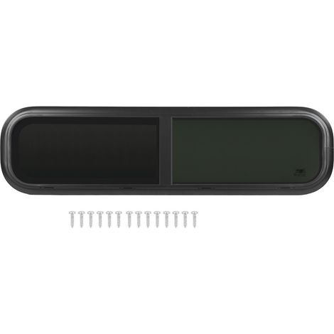 Fenêtre coulissante horizontale pour camping-car 90x30cm anti-UV avec moustiquaires amovibles, noir, épaisseur de paroi compatible 43-48mm (1/5)