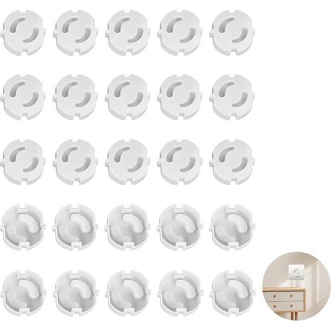 Lot de 25 cache-prises, sécurité enfant, mécanisme rotatif, en plastique, pour sécurité bébé