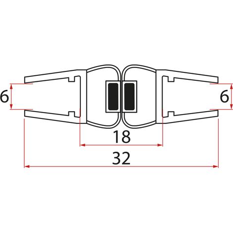 Joint magnétique plat pour verre 6mm, 2000mm