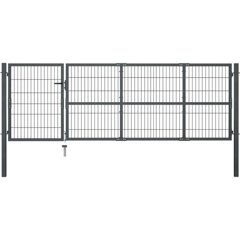 Portillon avec poteaux Acier 350 x 100 cm Anthracite (1/5)