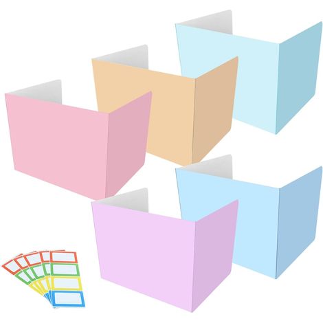 Lot de 5 séparateurs de bureau pliables - Brise-vue - Cloison en forme de U polyvalente avec autocollants pour l'école, le bureau, la bibliothèque (1/5)