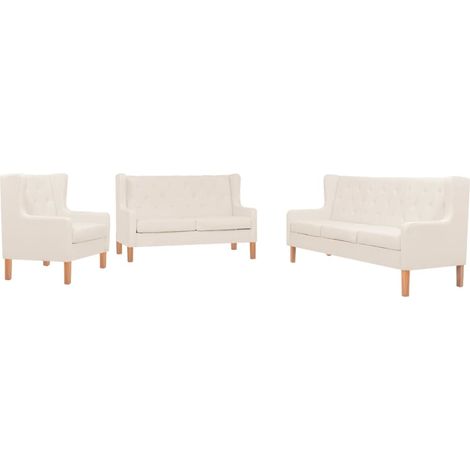 3 pcs Ensemble de canapé, Canapés droit, Canapés relax Moderne pour salon Chambre tissu blanc crème MJU4644 (1/5)