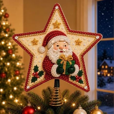 Neues Produkt: Sternförmige Weihnachtsbaumspitze aus Acryl, 10 x 10 x 0,2 cm – Weihnachtsmann