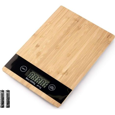 Balance de Cuisine Electronique Aliment 5kg/1g Haute Précision g/LB oz Ecran LCD Elégant Pratique pour Fruit Viande Spaghetti Bureau Boulangerie, Rectangle 23x16x2.2CM (1/5)