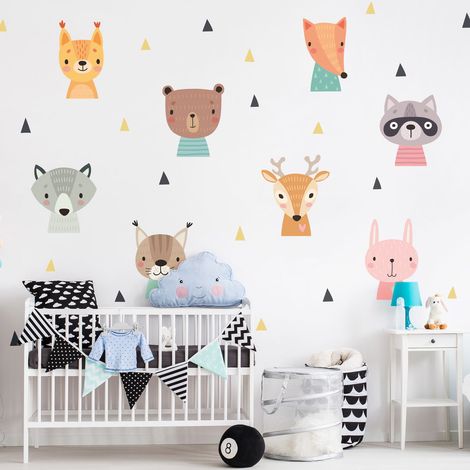 Stickers muraux Sticker Mural Autocollant - ANIMAUX BÉBÉS DE LA FORÊT - Stickers adhésifs - 60x90cm (1/5)