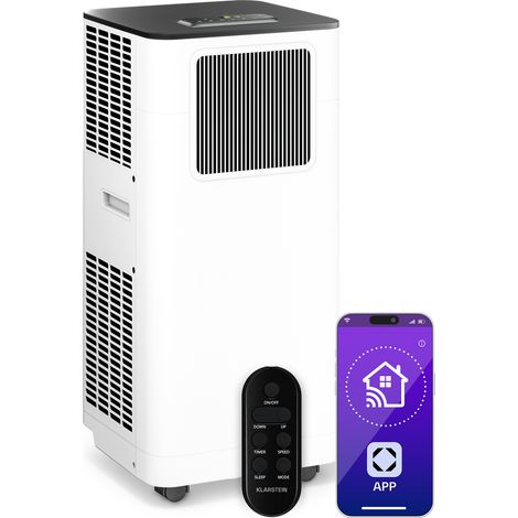 Klarstein Climatiseur Mobile avec Évacuation, 7000 BTU, 3 en 1, Refroidissement Silencieux, Déshumidification & Ventilateur, Contrôle Intelligent via Appli, Réfrigérant R290, Pour Pièces Jusqu'à 25 m²