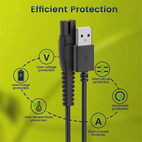 Câble de charge USB 5V 1A pour rasoir électrique et tondeuse, noir (1/5)