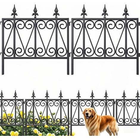 Clôture de Jardin en Métal 60cm(H) x 60cm(L) Barrière pour Animaux Métallique Décorative pour Chien Cour Terrasse Extérieur Noir (1/5)