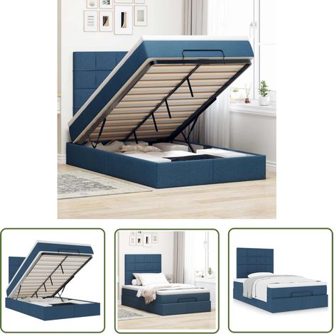 vidaXL Ottoman-Bett mit Matratze Blau 120x200 cm Stoff (1/5)