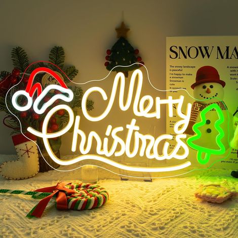 Panneau néon de Noël - Lettres néon - Sapin de Noël - Lumière néon pour décoration murale - Panneau LED de Noël pour fête, bar, Nouvel An, festival - Décoration de vacances (1/5)