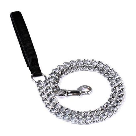 Pair Chaîne de laisse en métal pour chien, 180 cm, noire, anti-morsure. (1/4)