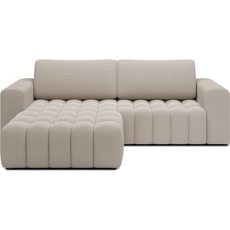 Canapé d'angle gauche convertible Clovis Bouclette Beige (1/5)