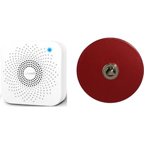 Sonnette sans fil rond acier rouge boite d'encastrement