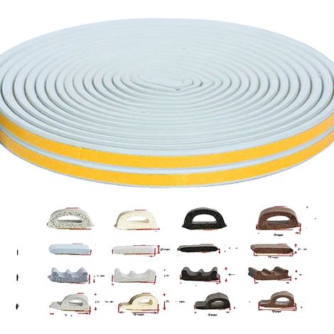 Bande d'étanchéité pour porte, mousse acoustique en caoutchouc, bande auto-adhésive, gris, D, 10M-a (1/2)