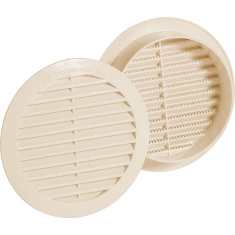 Jardibric – Grille à encastrer ronde Ø 100 mm – Aération VMC en aluminium – Couleur sable – Installation intérieure et extérieure facile
