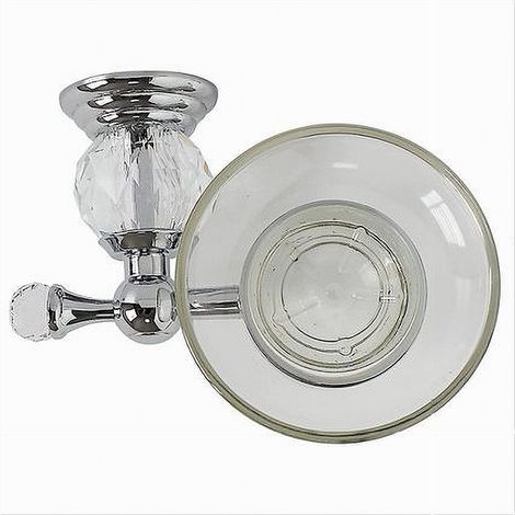 TRADE SHOP - Porta Sapone Saponetta Con Piattino Vetro Montaggio A Parete Bagno Crystal 52823 -