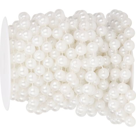 Rideau de perles continu de 10 mètres, orné de perles d'imitation de 12 mm, pendentif décoratif (blanc) (1/5)