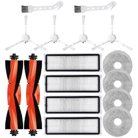 Filtre, brosse principale, brosse latérale et chiffon de rechange pour aspirateur robot Xiaomi S20, S10 Plus et S10.