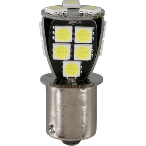 24V Led series - 18 SMD x 1 chip - (P21W) - BA15s - 1 pz  - Scatola - Bianco - Doppia polarità - Resistenza incorporata (1/3)