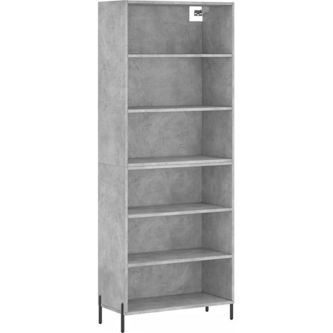 Buffet bahut commode armoire meuble de rangement organisateur cuisine salle de séjour salon 69,5 x 32,5 x 180 cm bois d'ingénierie gris