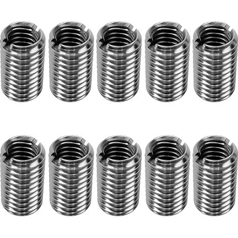 Insert fileté M8 vers M6 x 15 mm, lot de 10 adaptateurs en acier inoxydable auto-taraudeurs, bague de réduction filetée pour réparation mécanique, automobile, turbines à vapeur, machines industrielles (1/5)