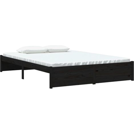 vidaXL Giroletto Nero in Legno Massello 140x190 cm (1/4)