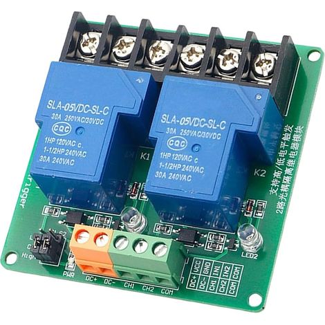 Module relais double canal 30 A, commande d'arrêt opto-isolée 5 V (1/5)