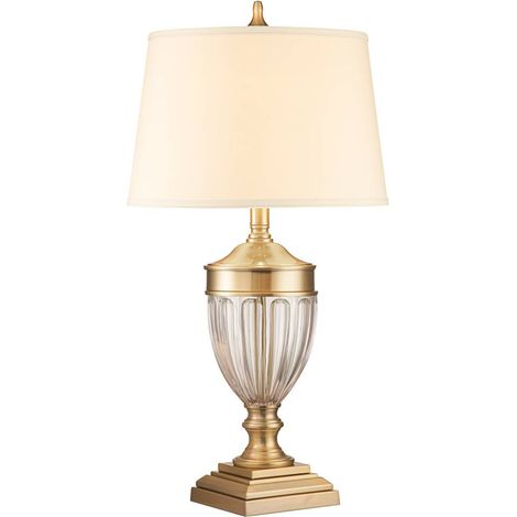 Lampada da comodino lampada da tavolo lampada da camera ottone acciaio vetro lino E27 (1/5)