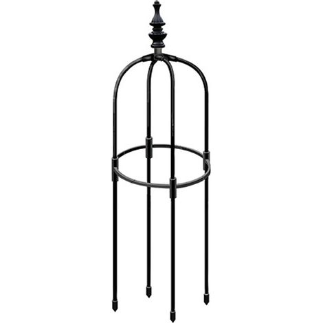 Support pour plantes de jardin en tuyau métallique antirouille pour une utilisation intérieure et extérieure, avec des pots de fleurs ronds et en forme d'obélisque, adaptés aux plantes grimpantes. (1/5)