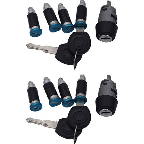 Adatto per 2 kit interruttore di accensione, 8 cilindri serratura porta, 4 chiavi, 701837205, per modelli Transporter coupé T4 Caravelle MK IV 1990-2003.