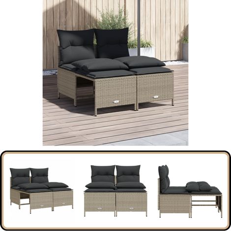 4-tlg. Garten-Sofagarnitur mit Kissen Hellgrau Poly Rattan - Gartensorte - Gartenmöbelset - Outdoor-Lounge - Lounge Set - Rattan Gartenmöbel