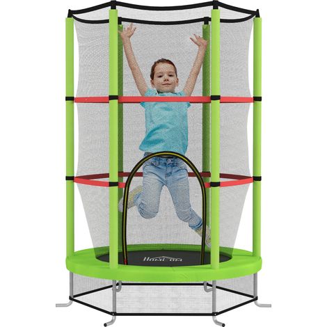 Tappeto Elastico per Bambini 3-6 Anni Ø140x190 cm con Rete di Protezione Verde e Nero (1/5)