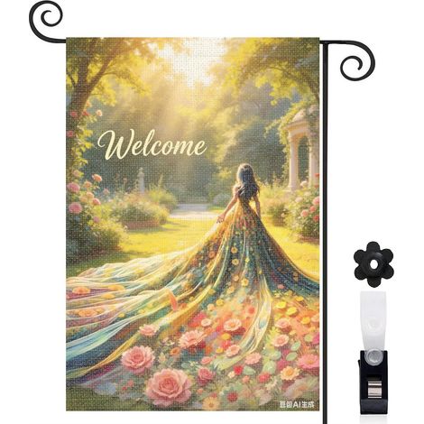 Drapeau de jardin robe étincelante et forêt bleue 30 x 45 cm décoration porche et entrée (1/5)