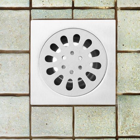 Siphon de sol de salle de bain en acier inoxydable de 10 cm, grille d'évacuation (1/5)