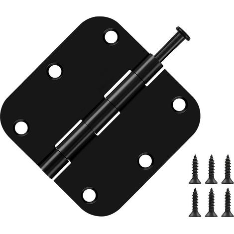 Lot de 6 charnières noires pour portes intérieures de 3 1/2 pouces (8,9 cm) rondes. (1/5)
