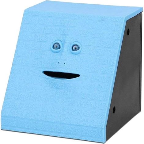 Nouveauté Face Banque Pièce Manger Economie Banque Enfants Économie d'argent Collection Piggy Bank (Bleu Brique)