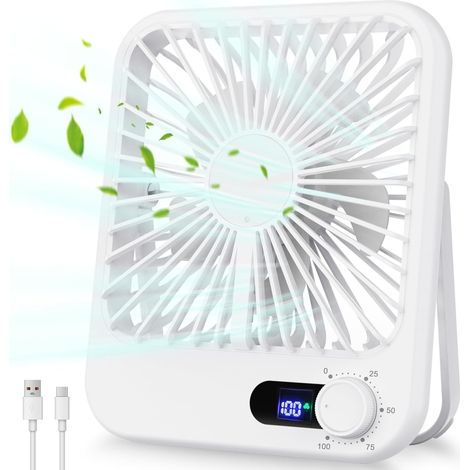Petit ventilateur portable, rechargeable par USB, ventilateur de bureau, ventilateur silencieux, ventilateur suspendu et réglable,17.5x14.5x4cm (1/5)