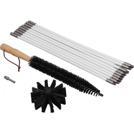 Kit de ramonage multifonctionnel avec 9 tiges flexibles en nylon et brosse pour le nettoyage de cheminée. (1/5)