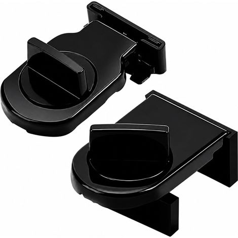 2 Pièces Bloque Porte Coulissante Noir, Fixation Anti-Chute, Verrou Baie Vitrée Coulissante (1/5)