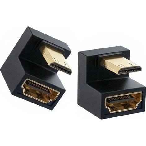 8K Mini HDMI à HDMI Adaptateur, 48Gbps 360 degrés U forme 2.1 Version Mini HDMI mâle à standard HDMI convertisseur féminin pour caméra, moniteur, Zero, tablette, projecteur (Down) (1/5)