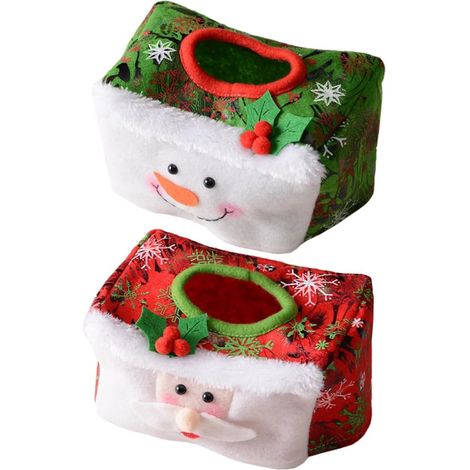 Weihnachtstaschentuchbox 2 Stück für den Schreibtisch in Rot