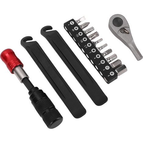 Jeu de clés à cliquet pour vélo, en métal antirouille, avec réglage en 2 directions et 10 embouts. (1/5)